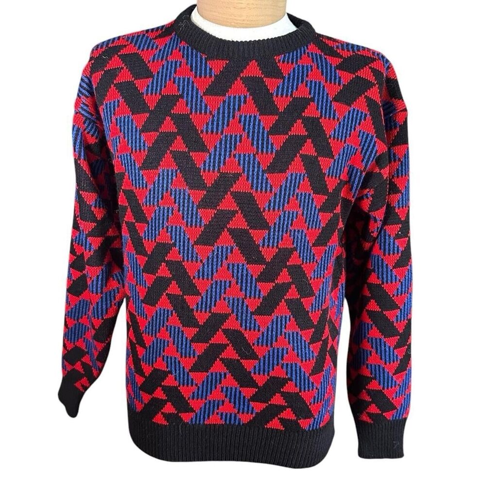 Vintage 80’s Midwest Traders Multi-Colored Vibrant Geometric Acrylic Sweater